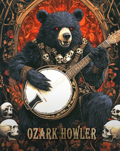 Banjo Playing Ozark Howler – Mythical Beasts Canvas Wall Art