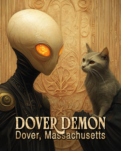 Dover Demon Talking to a Cat – Mythical Beasts Canvas Wall Art