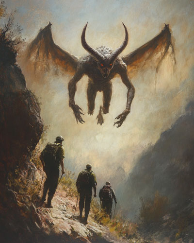 Hikers and the Jersey Devil – Mythical Beasts Wall Art